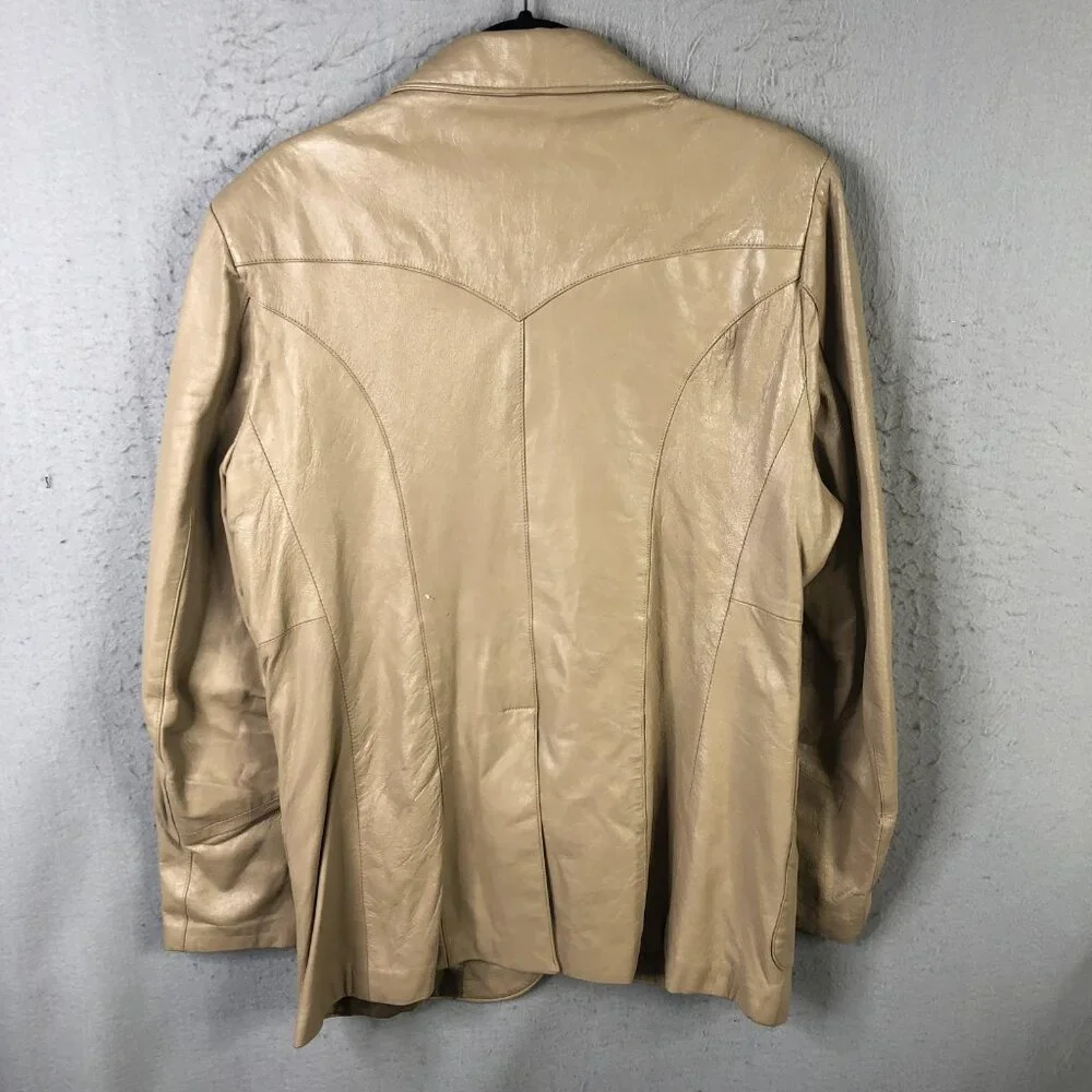 Continental Blazer Mens 44 Beige Leather Western Sport Coat Two Button USA